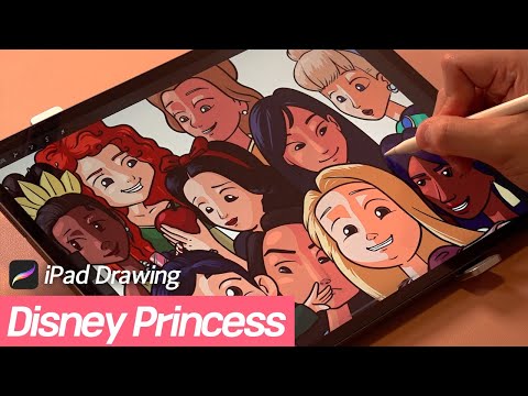 [iPad Drawing #4] 디즈니 프린세스ㅣDisney Princessㅣ캐릭터 그리기ㅣCharacter Drawingㅣ아이패드 배경화면 공유ㅣiPad Wallpaper