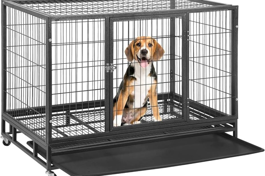 Amazon.Com : Bestpet 48 Inch Heavy Duty Dog Cage Large Dog Crate Strong  Metal Dog Kennels With Double Doors,Lockable Wheels, Indoor Outdoor Dog  Crates For Medium And Large Dogs With Removable Tray :