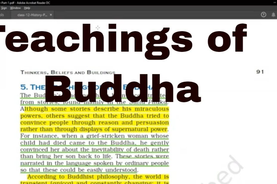 Teachings Of Buddha | Thinkers, Beliefs And Buildings | Part 5 | Class Xii  Ncert - Youtube